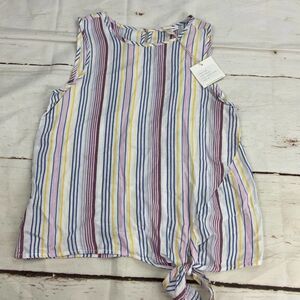 BeachLunchLounge Bobbi Sunset Stripe Side Knot Tank Top Blouse NWT Womens XS
